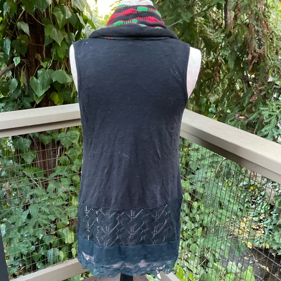 Lanvie lightweight Christmas cardigan sweater vest cascade zipper front tunic S - Picture 7 of 15